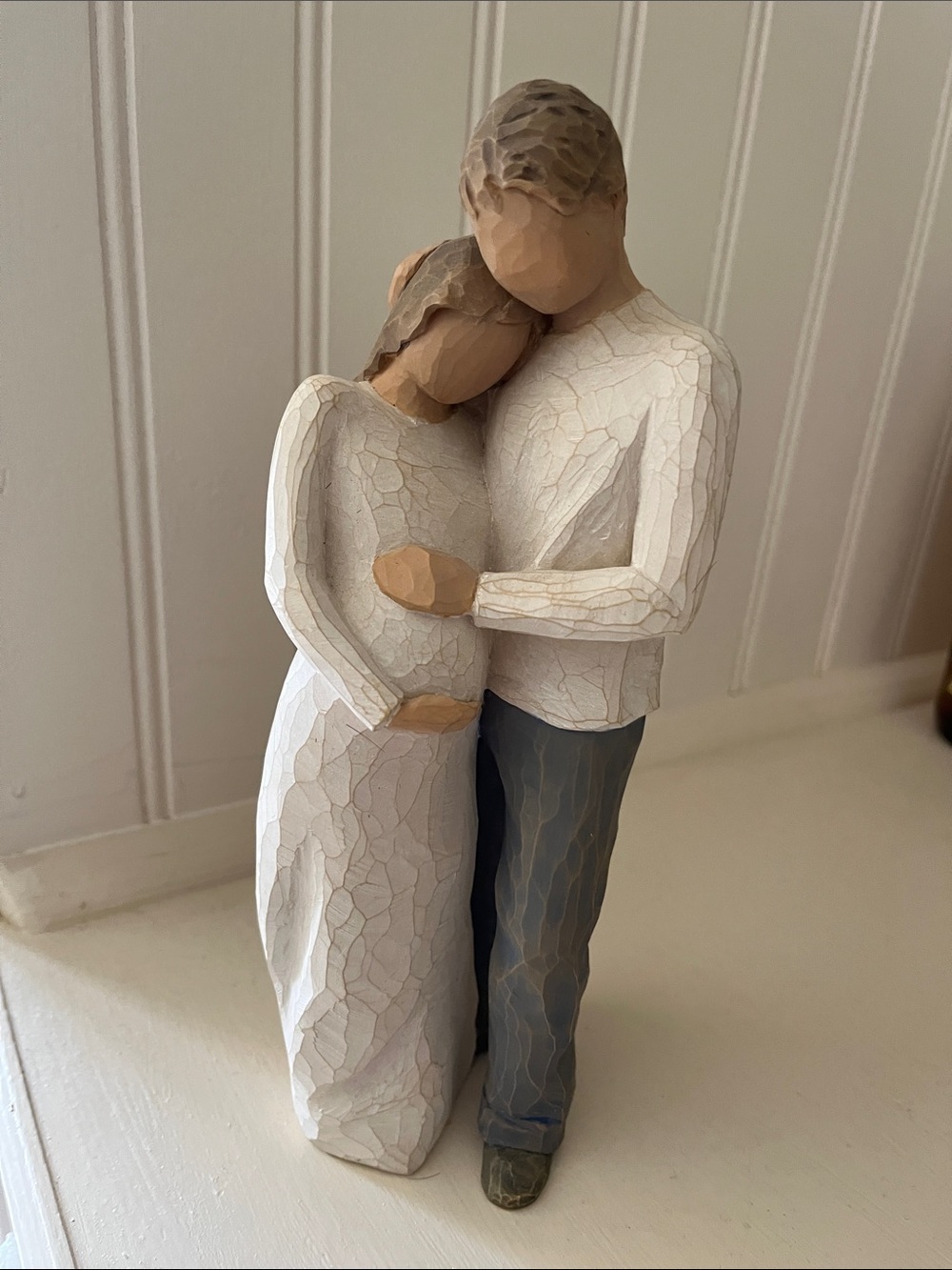 Willow Tree Expecting Couple Sculpture - Cream, Gray, Brown
